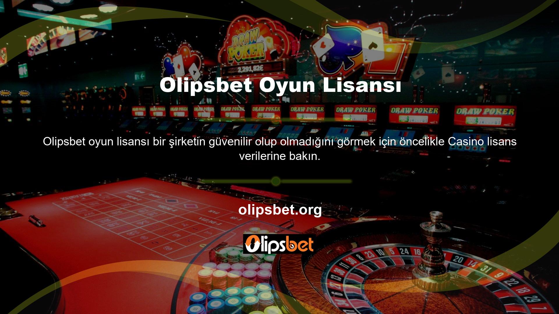 Casino lisanslı bir şirket olan Olipsbet, üyelerine güvenilir bir Olipsbet oyun lisansı sunmaktadır