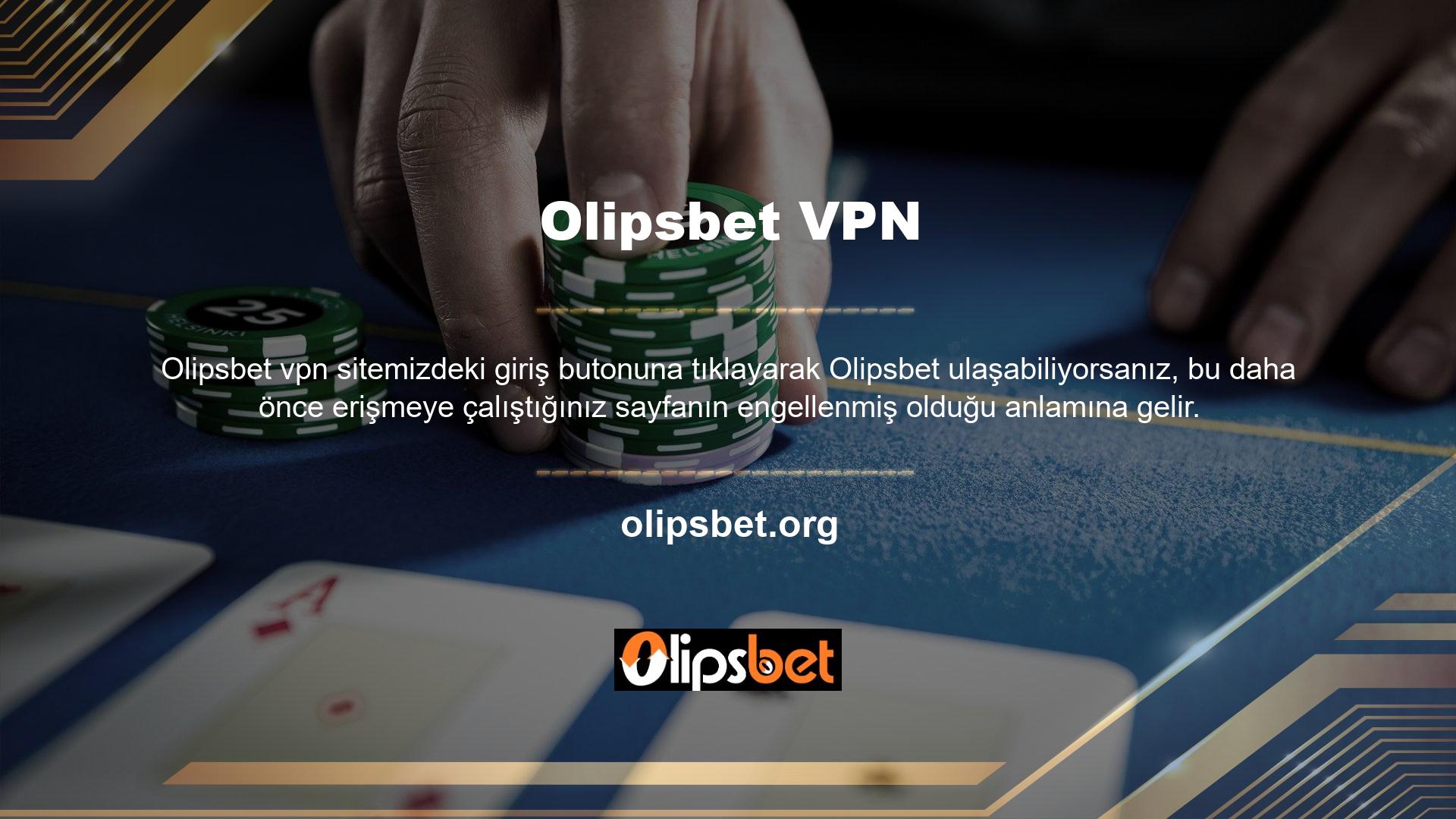 VPN, mevcut Olipsbet adresinizi almanın bir yöntemidir VPN iyi bir seçenek değil çünkü internetinizi yavaşlatabilir